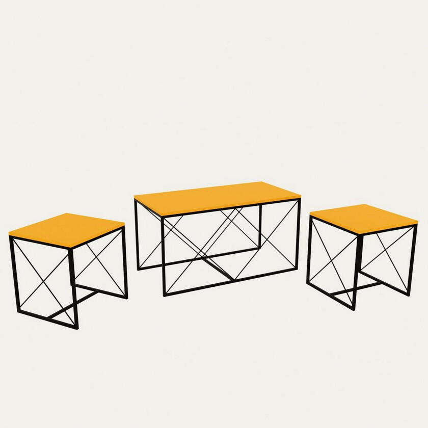 Defneia Sofabord 100 cm - Svart/Gul