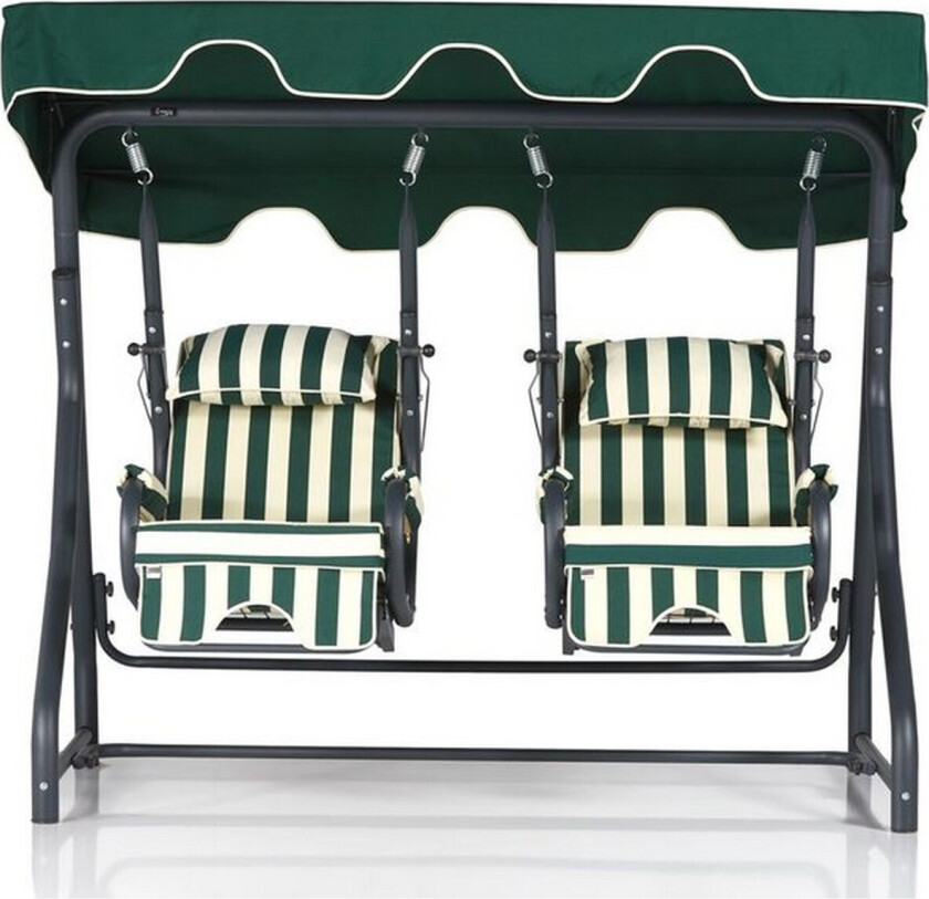 Bhika Hengende Sofa Utendørs 2-seter - Svart/Hvit/Mørkegrønn