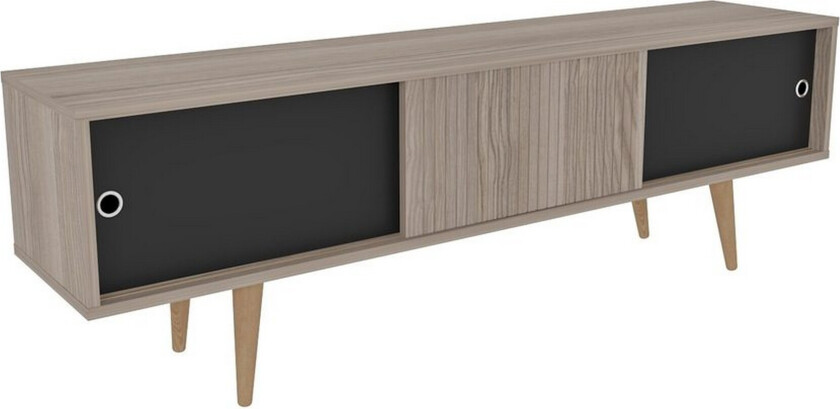 Ticoman TV-benk 160 cm - Svart/Mellomfarget tre