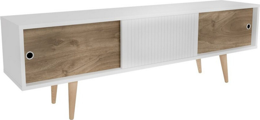 Ticoman TV-benk 160 cm - Mellomfarget tre/Hvit