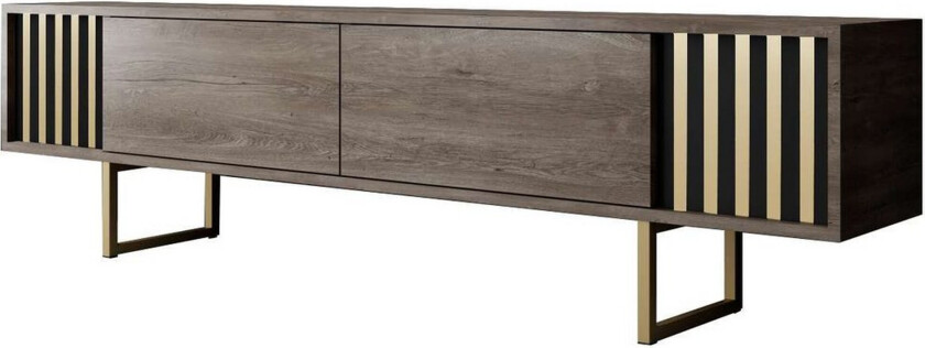 Rany TV-benk 180 cm - Rødfarget tre/Gull