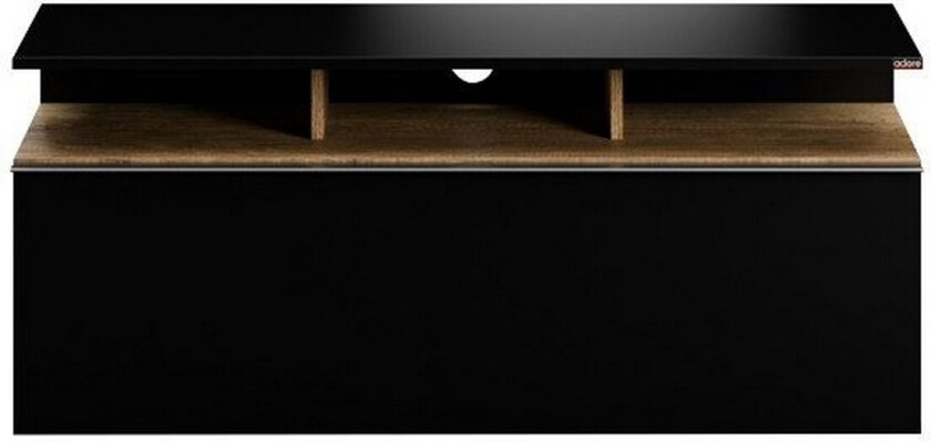 Galnor TV-benk 117 cm - Svart/Mellomfarget tre