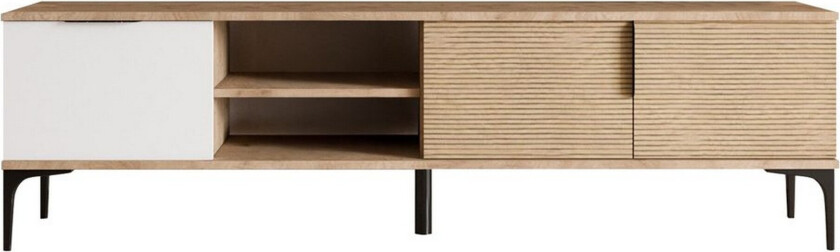 Tarz TV-benk 180 cm - Mellomfarget tre/Hvit