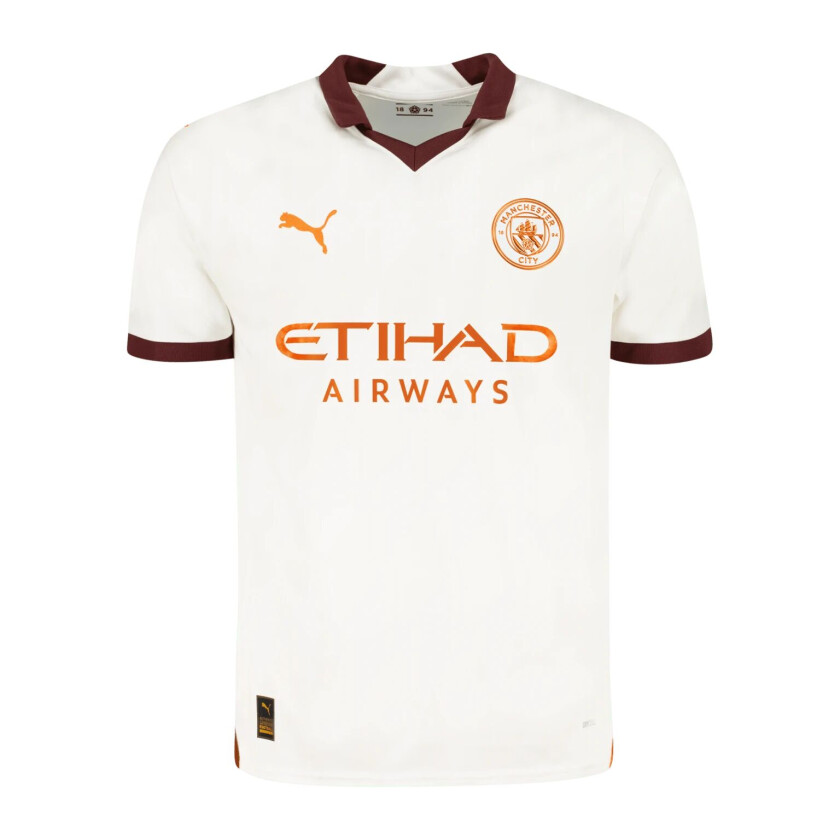 Manchester City Away Jersey Replica 23/24, fotballdrakt, unisex  White-aubergine