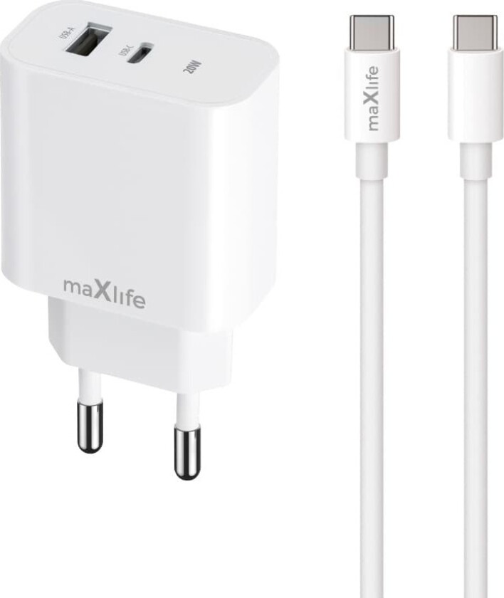 USB-lader 20 W med USB og USB-C + USB-C-kabel