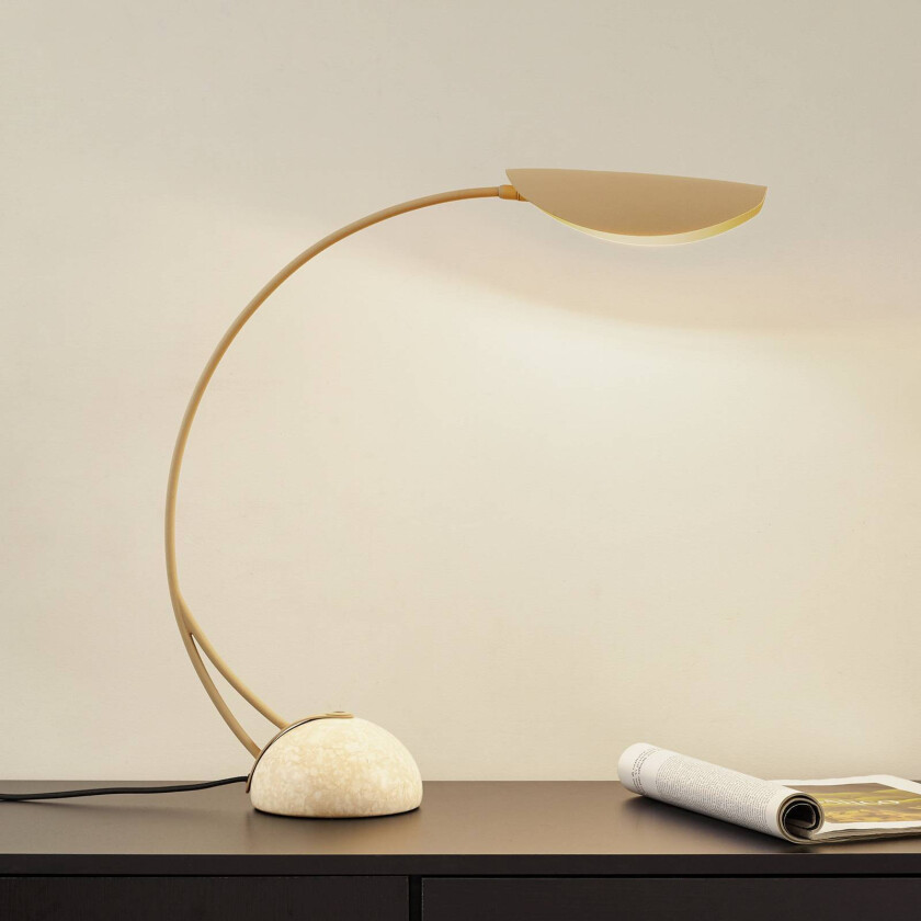 Lucande Rivera bordlampe, beige, metall, stein, 51 cm, G9