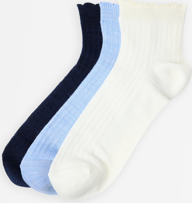 3-pakning høye ankelsokker i merinoullblanding