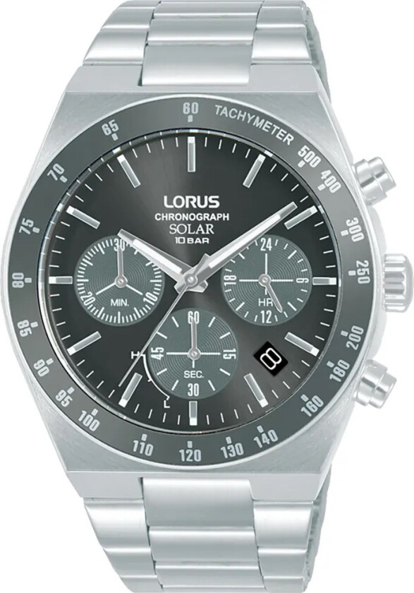 Sports Solar Chronograph RZ519AX9 - Kvarts - Sølv - Herreklokker - Rustfritt stål - ledd m/pin - Mineral