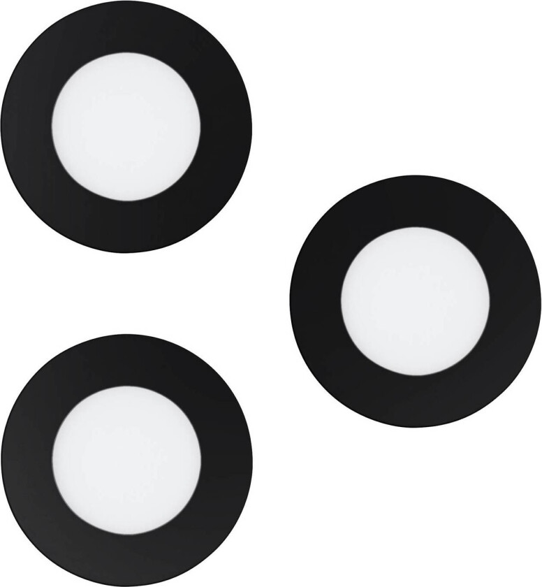 Smart LED-innfellingslampe Fueva-Z, svart, 3 stk