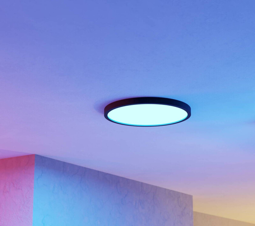 Smart-LED-påbyggingslampe Fueva 6-Z, svart, Ø38cm