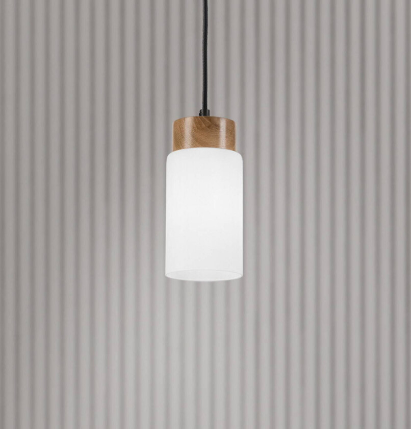 Markus hengelampe, opalglass/eiketre, Ø 9,5 cm, E27