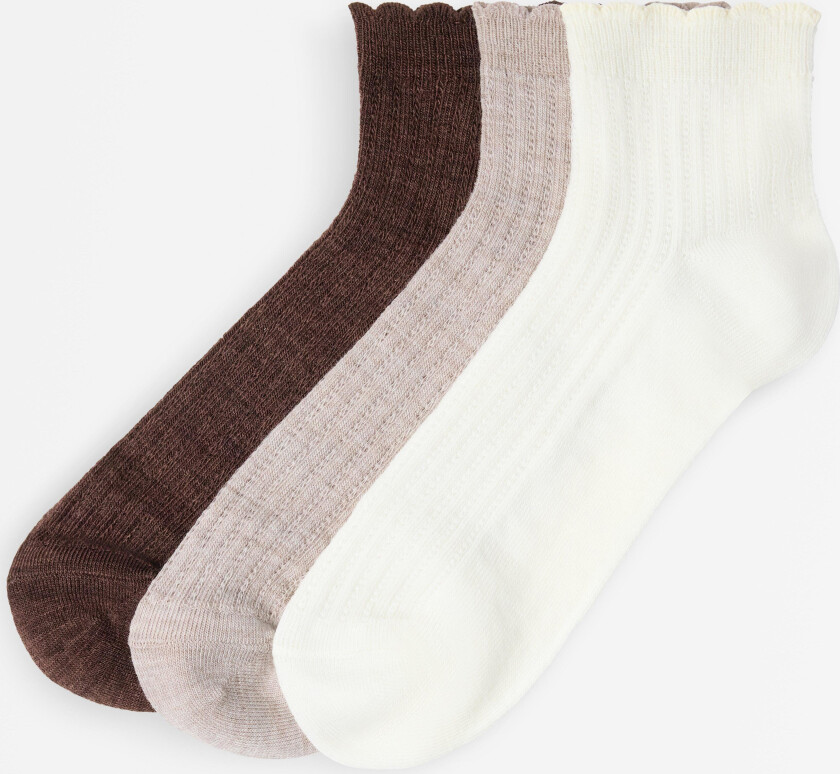 3-pakning høye ankelsokker i merinoullblanding