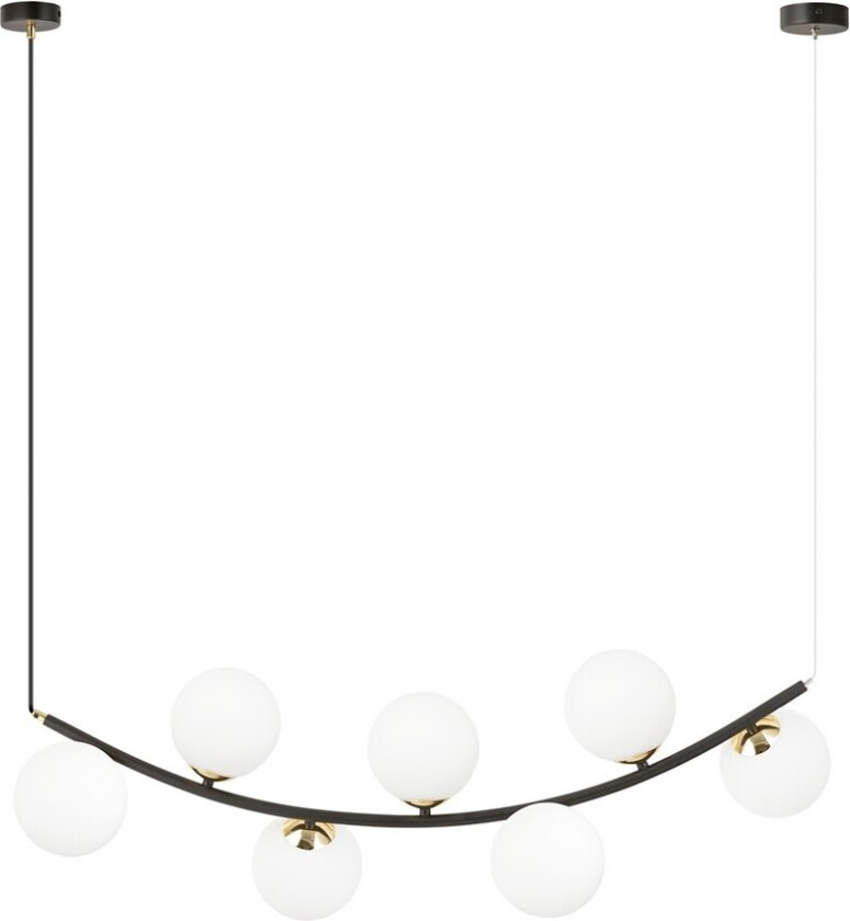 Ritz 7 Sort/Opal pendellampe - Ø14 cm, E14, 230V, uten lyskilde