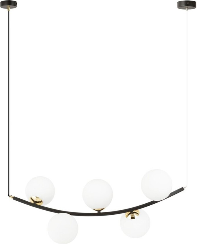 Ritz 5 Sort/Opal pendellampe - Ø14 cm, E14, 230V, uten lyskilde