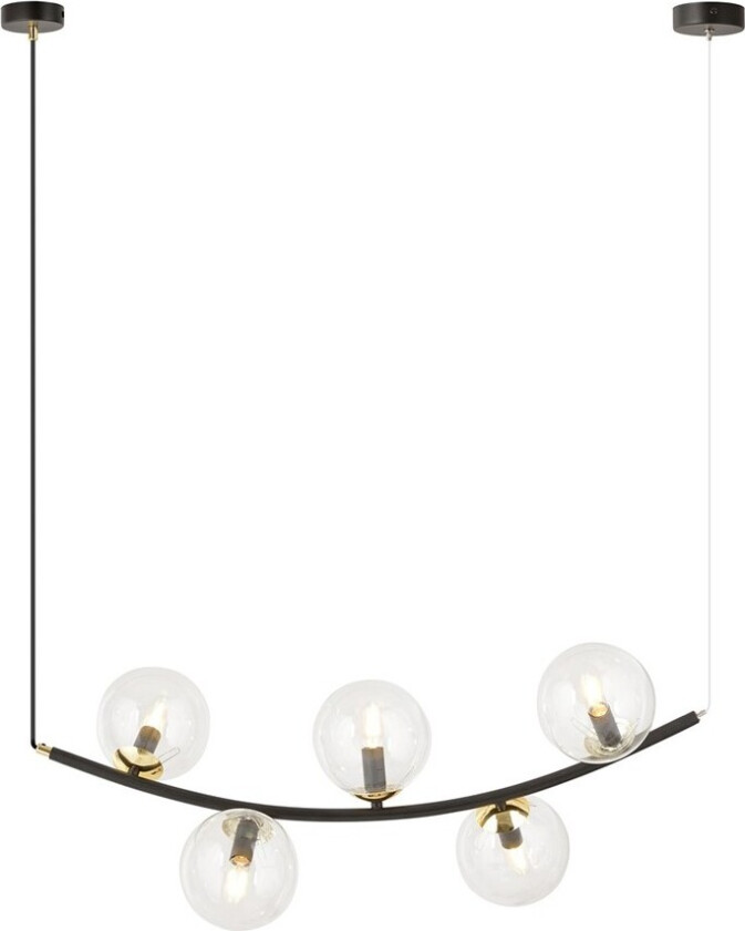 Ritz 5 Sort/Transparent pendellampe - Ø14 cm, E14, 230V, uten lyskilde