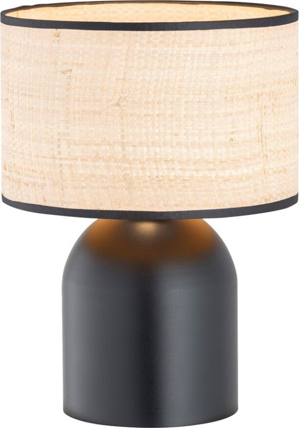 Aspen LN1 Svart/Rattan bordlampe - Ø25 cm, E27, 230V, uten lyskilde