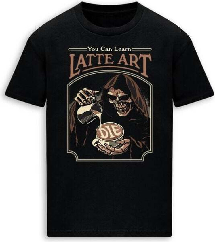 Fun T-skjorte - You can learn latte art - M til 3XL - Herrer - svart