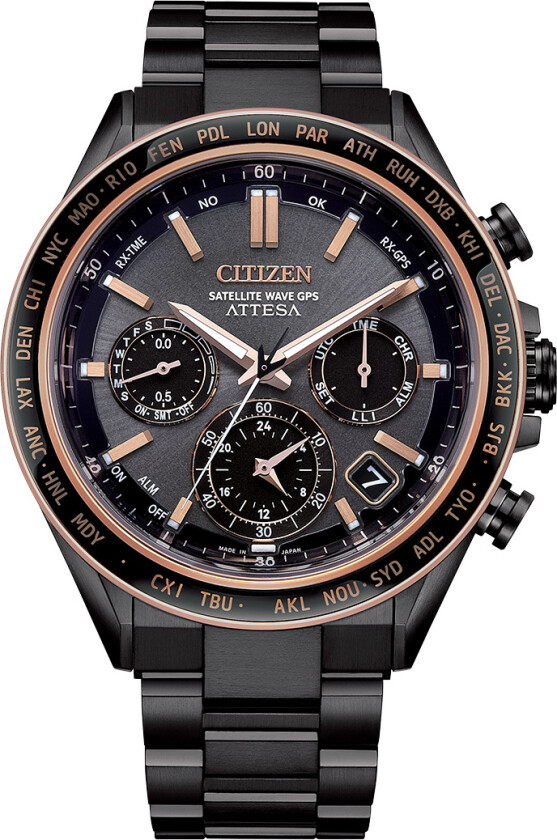 Eco-Drive Attesa Satellite Wave GPS CC4074-61W - Kvarts - Titanium - Herreklokker - Titanium - Safir