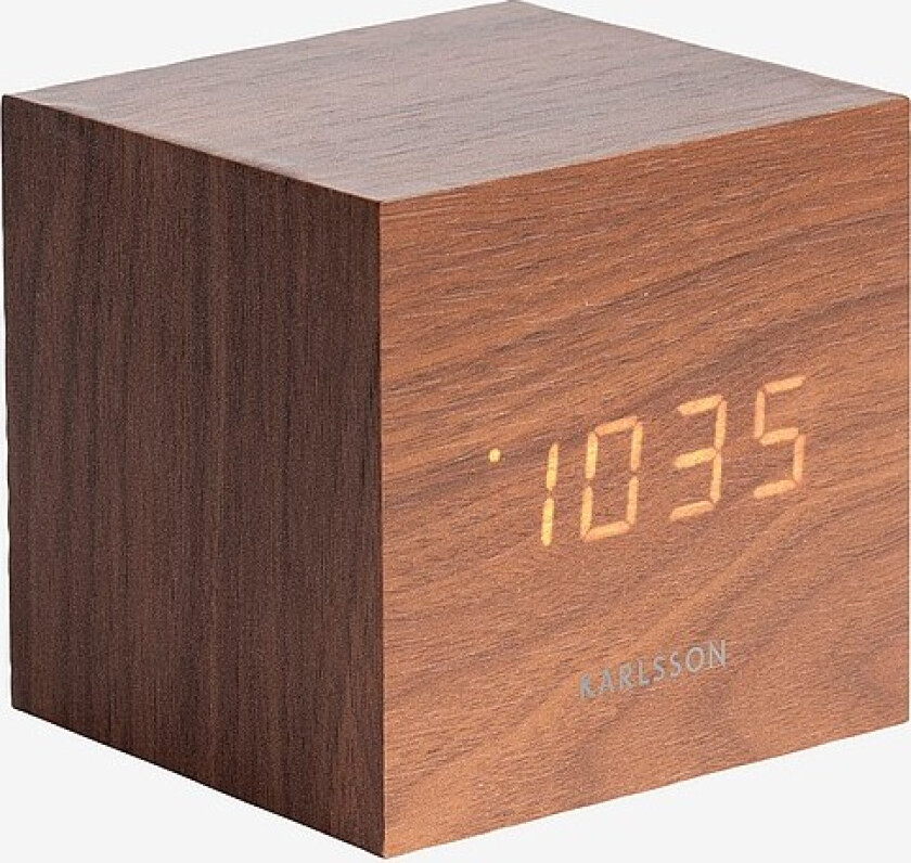 Vekkerklokke Mini Cube - Brun