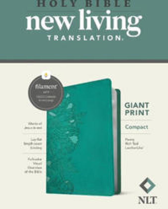 NLT Compact Giant Print Bible, Filament-Enabled Edition (Leatherlike, Peony Rich Teal, Red Letter)