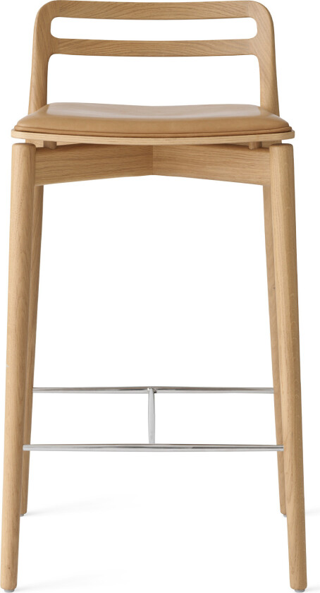 Vip484 cabin barstol ljus ek med camel läder - Barstoler - Brun