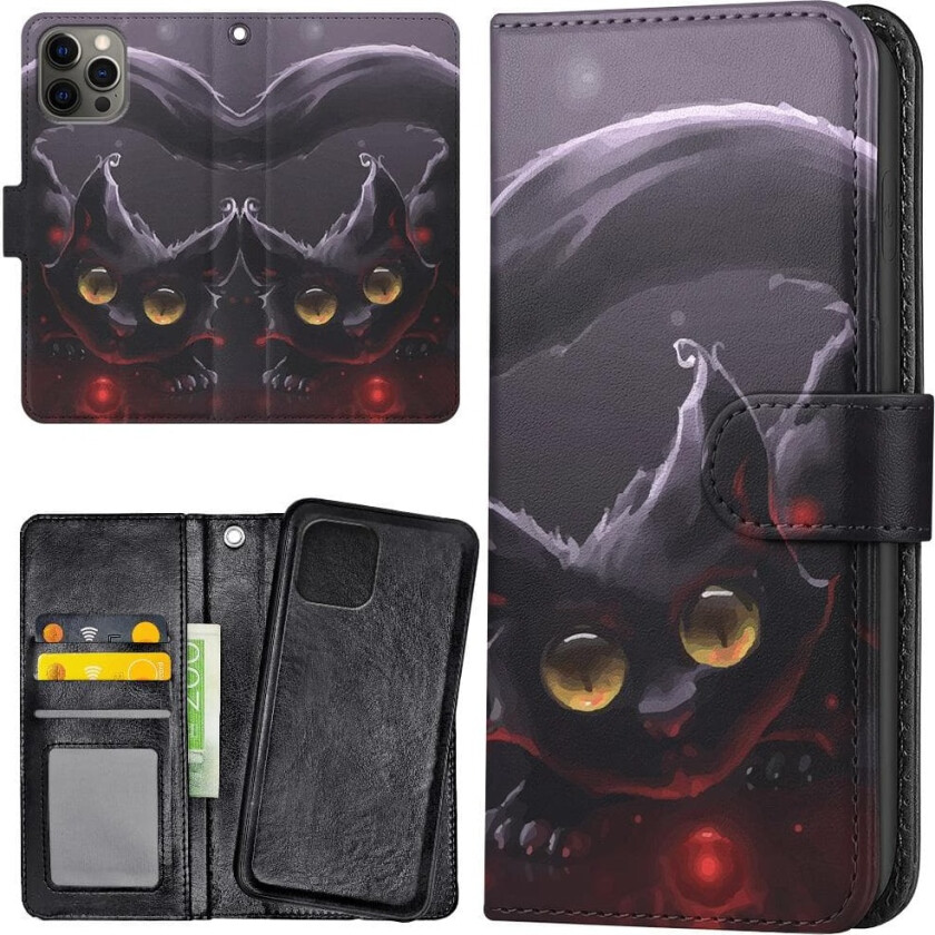 iPhone 13 Pro - Lommebok Deksel Svart Katt