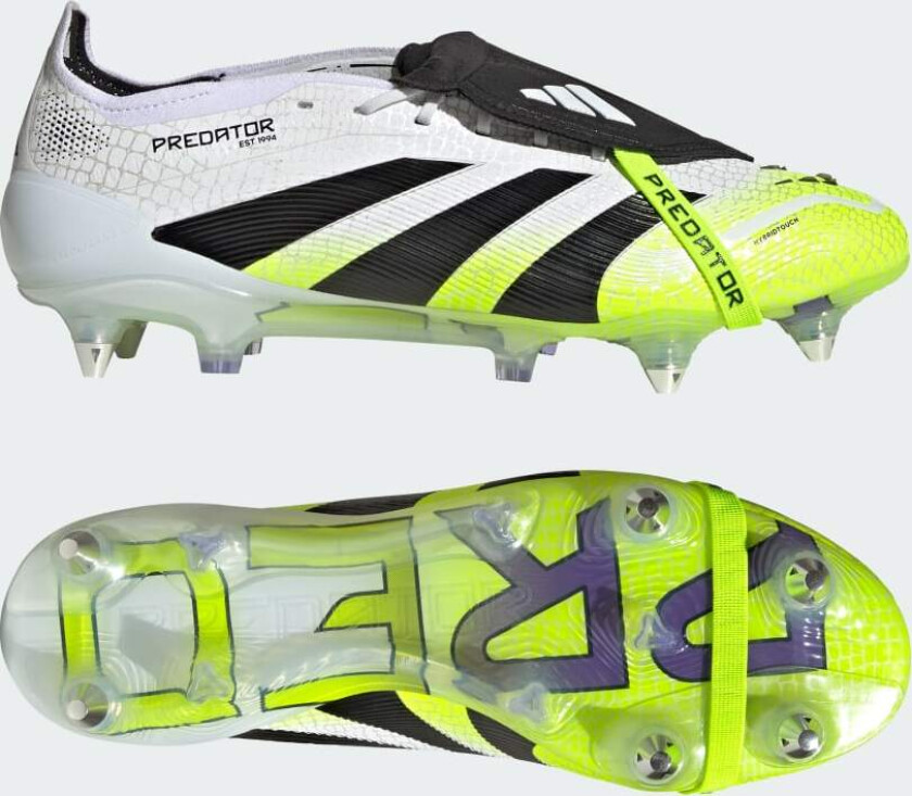 Predator Elite Fold-over Tongue SG Radiant Blaze - Fottøy Hvit/Svart/Sitron - Vått gress (SG), størrelse 39⅓