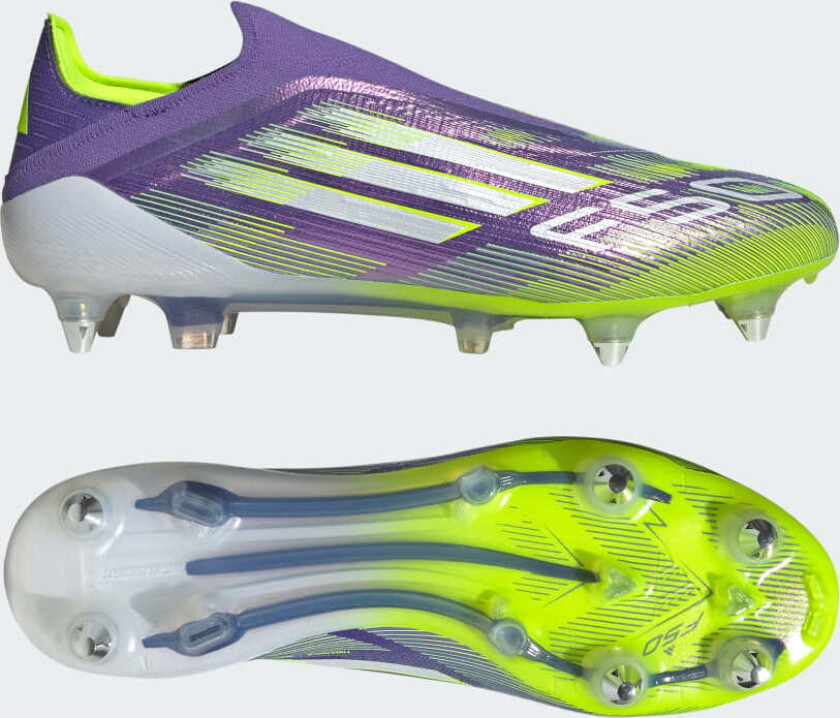 F50 Elite Laceless SG Radiant Blaze - Lilla/Fottøy Hvit/Sitron - Vått gress (SG), størrelse 47⅓