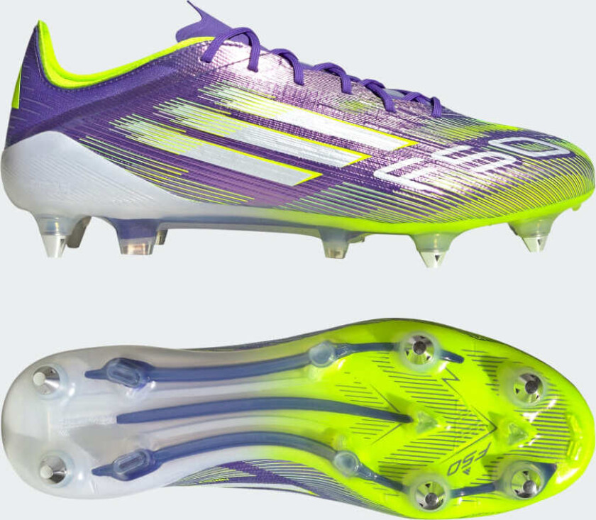 F50 Elite SG Radiant Blaze - Lilla/Fottøy Hvit/Sitron - Vått gress (SG), størrelse 39⅓