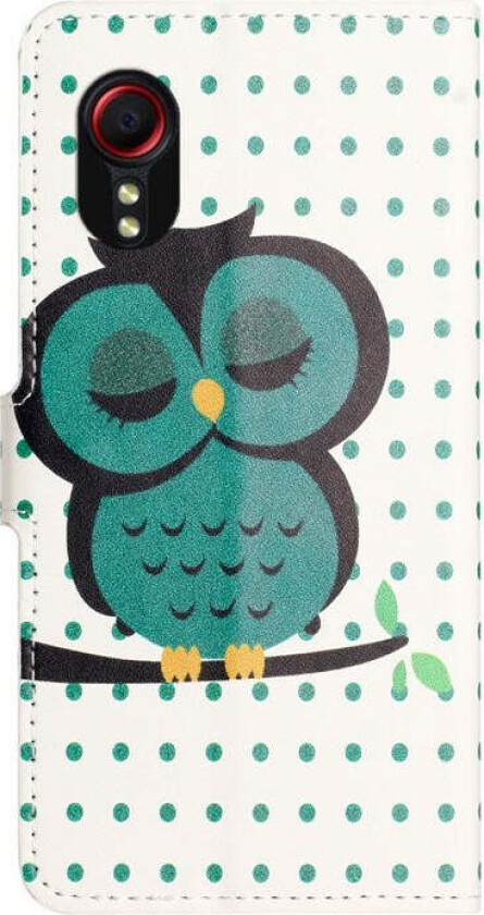 Samsung Galaxy Xcover 7 Flipdeksel med Lommebok & Stativ Funksjon - Grønn Ugle