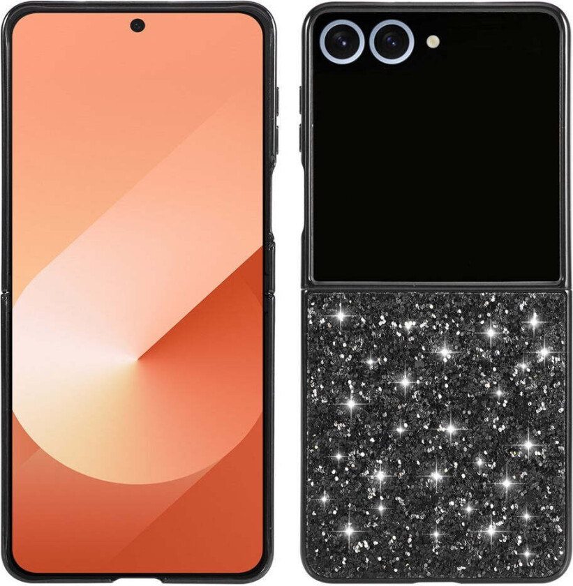 Samsung Galaxy Z Flip7 Glitter Deksel - Svart