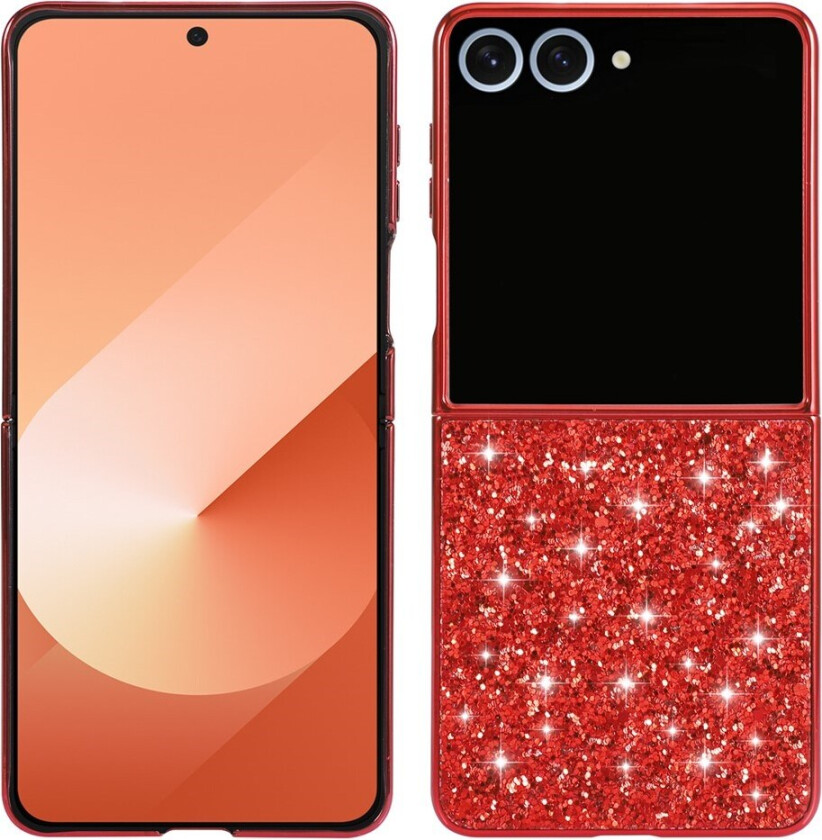 Samsung Galaxy Z Flip7 Glitter Deksel - Rød