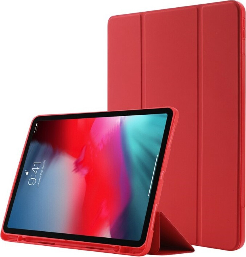 iPad Pro 11" (2022 / 2021 / 2020 / 2018) Tri-Fold Kunstskinn Flip Deksel – Rød