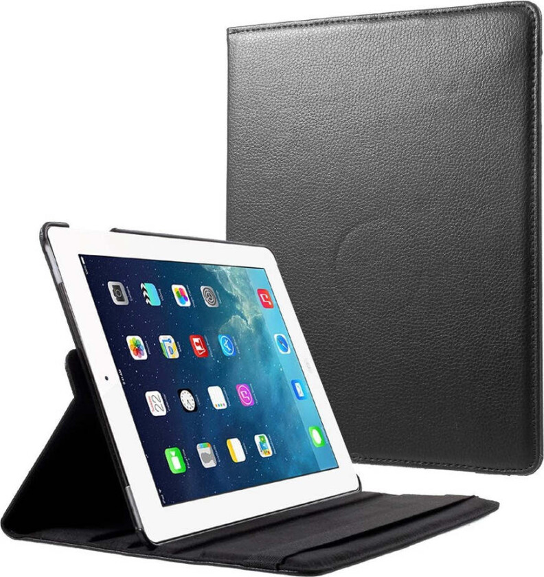 iPad 4 / 3 / 2 Kunstskinn Flip Deksel m. Strikk & Roterbar Funksjon - Svart