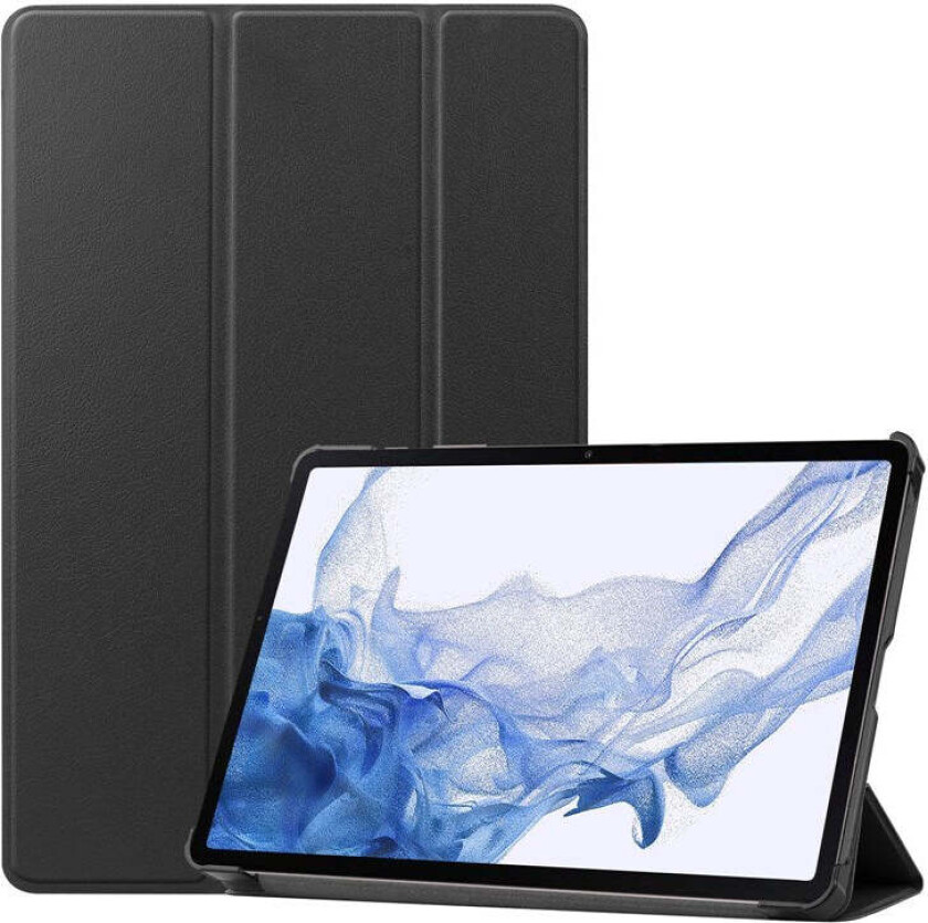 Samsung Galaxy Tab S8 Kunstskinn Trifold Flip Deksel - Svart