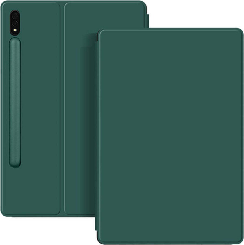 Samsung Galaxy Tab S8 / S7 Kunstskinn Flip Deksel m. Penne Holder - Grønn