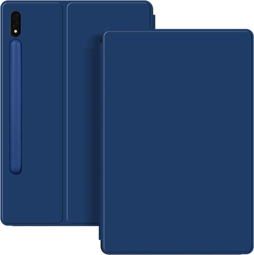 Samsung Galaxy Tab S8 / S7 Kunstskinn Flip Deksel m. Penne Holder - Blå