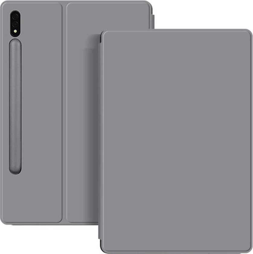 Samsung Galaxy Tab S8 / S7 Kunstskinn Flip Deksel m. Penne Holder - Grå