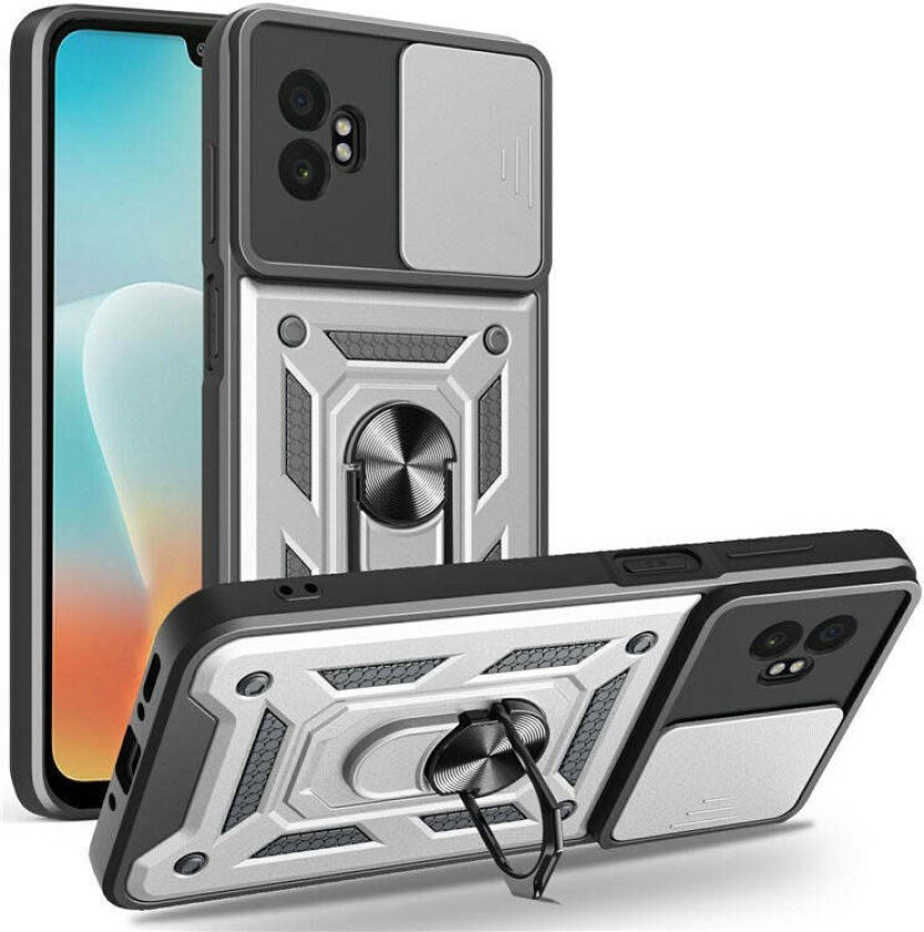 Samsung Galaxy Xcover 7 Pro Hybrid Håndverker Deksel med Kickstand & Kameraslider - Sølv