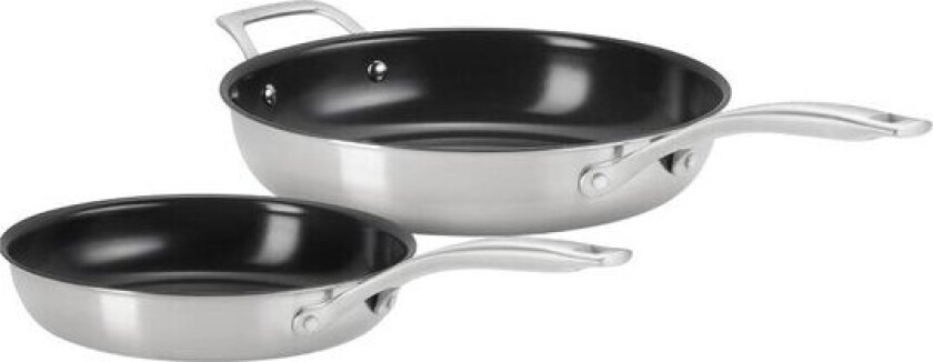 Essential 3-ply stekepannesett 24+28 cm stål/keramisk