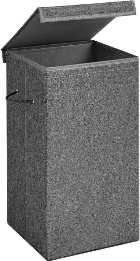 85L skittentøyskurv, vaskekurv med magnetisk lokk og håndtak, skittentøyskurv, sammenleggbar