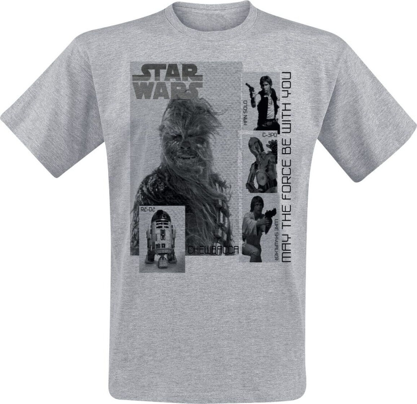 Disney T-skjorte - May the force be with you - S til XXL - Herrer - lysegrå melert