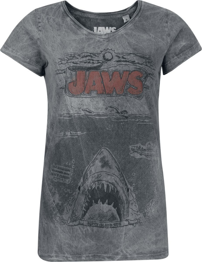 T-skjorte - Jaws - Comic - S til 4XL - Damer - grå