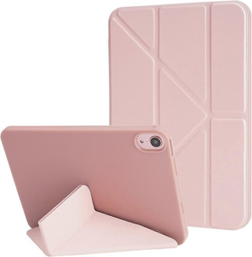 For iPad Air 11 (2024) Deksel PU Lær+Silikon Origami Stativ Beskyttelsesdeksel - Rose Gull