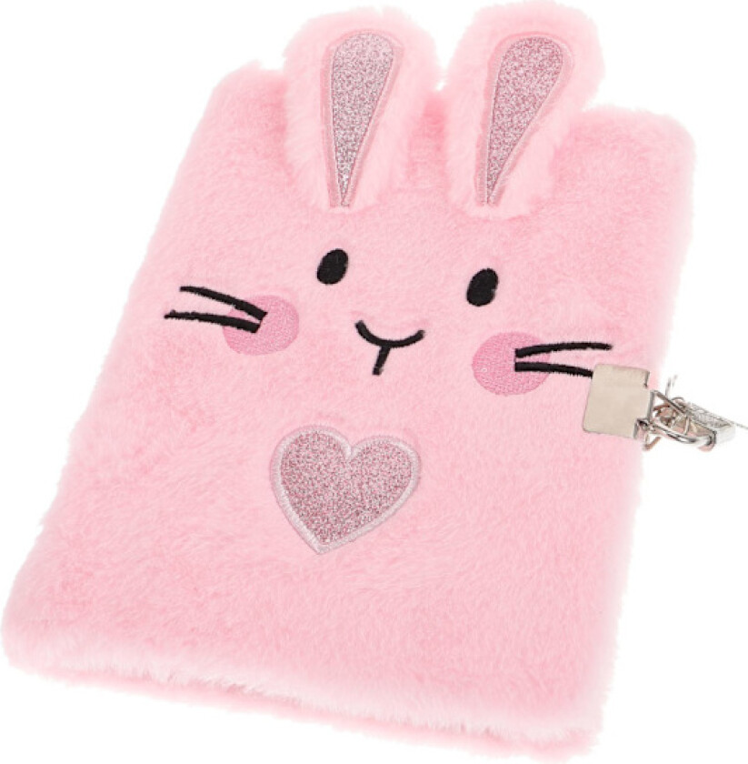 Notatbok med lås, linjert notatbok, kanin notatblokk, papir notatbok, jentete fluffy dagbok, søt kanin notatbok, jentegave, barnegaver, skrive notatblokk