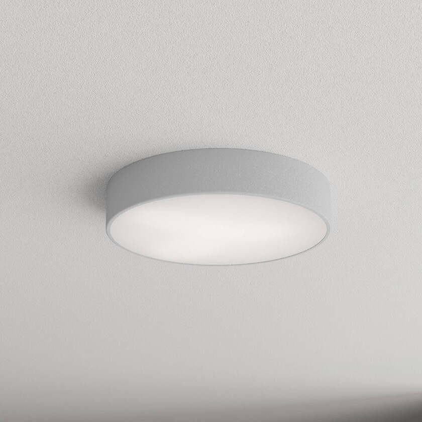 Cleo 400 taklampe, grå, sensor, IP54, Ø 40 cm, metall