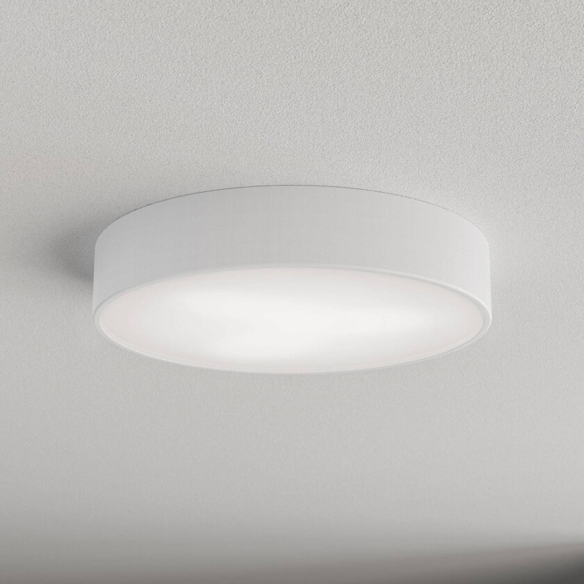 Cleo 400 taklampe, hvit, sensor, IP54, Ø 40 cm, metall