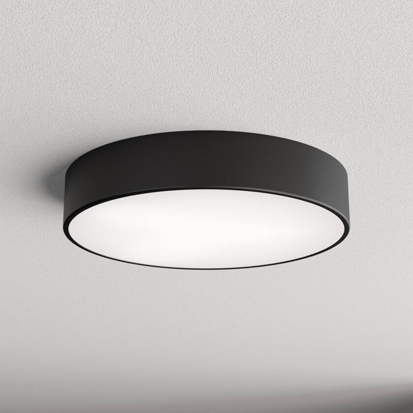 Cleo 400 taklampe, svart, sensor, IP54, Ø 40 cm, metall