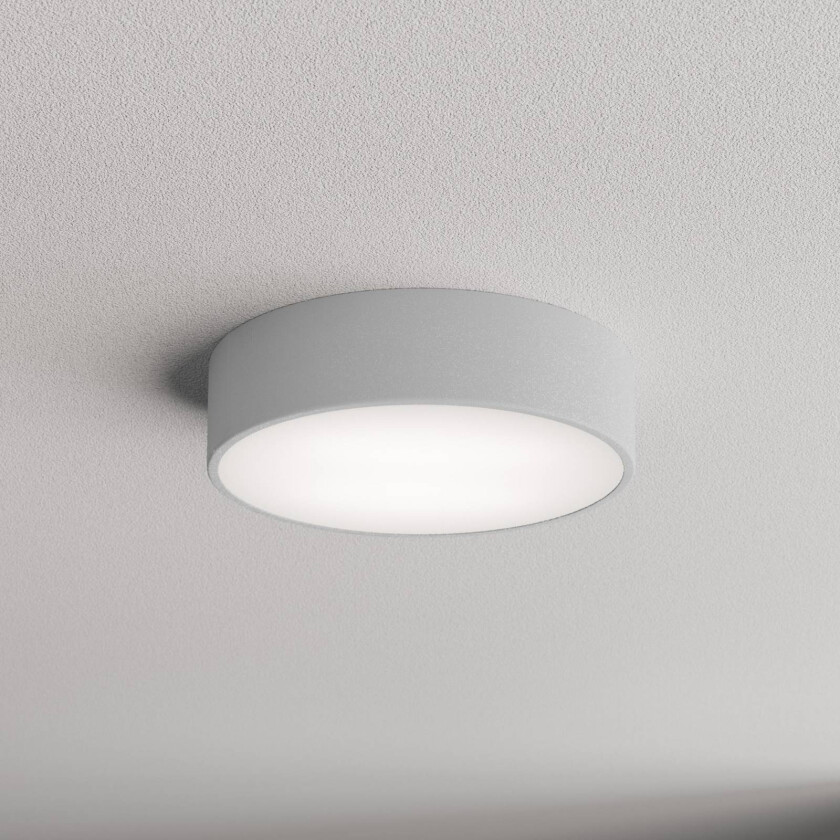 Cleo 300 taklampe, grå, sensor, IP54, Ø 30 cm, metall