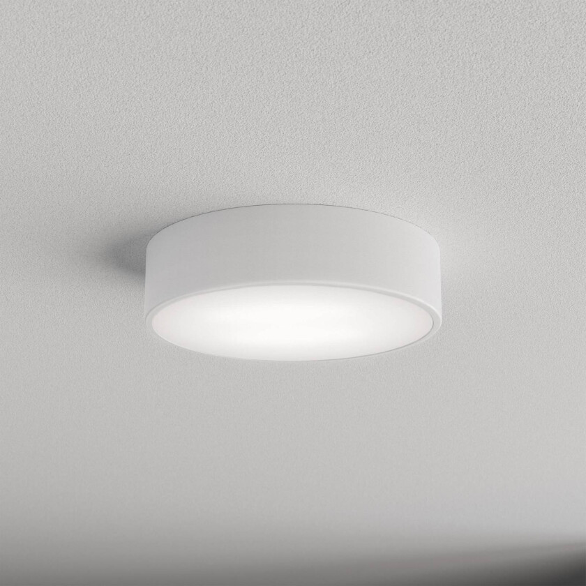 Cleo 300 taklampe, hvit, sensor, IP54, Ø 30 cm, metall